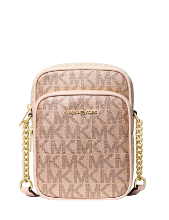 Michael Michael Kors Jet Set Medium Metallic Signature Logo Crossbody Bag Rose Gold