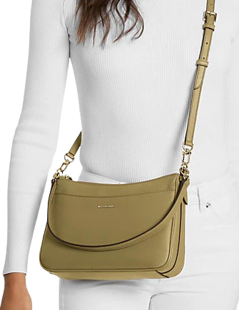 Michael Michael Kors Jet Set Medium Pebbled Leather Convertible Crossbody Bag Pistachio