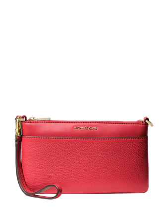 Michael Michael Kors Jet Set Medium Pebbled Leather Wristlet Crimson