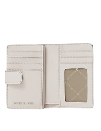 Michael Michael Kors Jet Set Medium Printed Heart Signature Logo Bi-Fold Wallet  Light Cream 