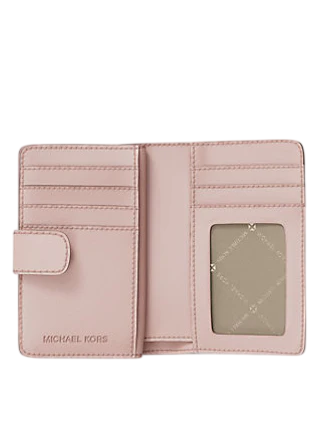 Michael Michael Kors Jet Set Medium Printed Heart Signature Logo Bi-Fold Wallet Powder Blush