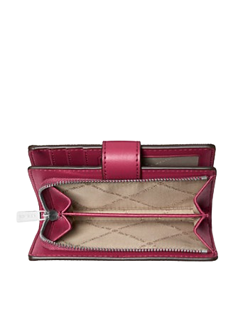 Michael Michael Kors Jet Set Medium Printed Signature Logo Wallet Dark Raspberry