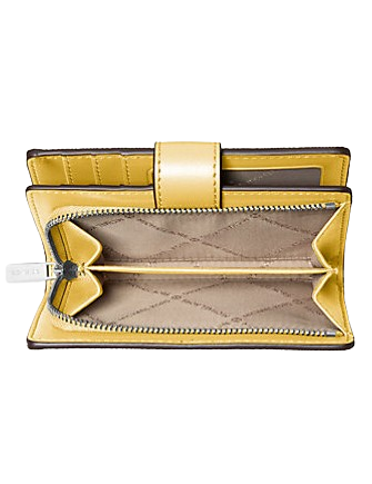 Michael Michael Kors Jet Set Medium Printed Signature Logo Wallet Honey