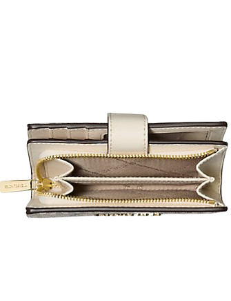 Michael Michael Kors Jet Set Medium Printed Signature Logo Wallet Light Cream
