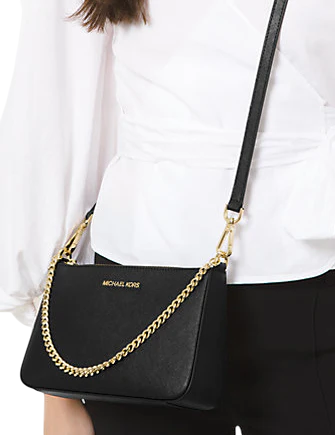 Michael Michael Kors Jet Set Medium Saffiano Leather Crossbody Bag Black