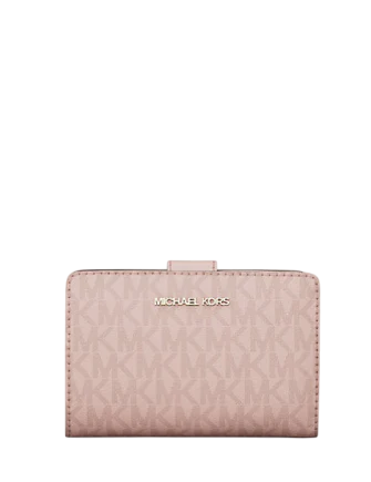 Michael Michael Kors Jet Set Medium Signature Logo Bi-Fold Wallet Powder Blush