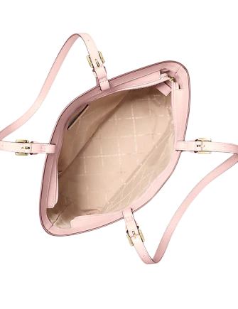 Michael Michael Kors Jet Set Medium Signature Logo Pocket Tote Bag Powder Blush