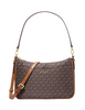 Michael Michael Kors Jet Set Medium Signature Logo Print Woven Convertible Pochette Brown Acorn