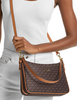 Michael Michael Kors Jet Set Medium Signature Logo Print Woven Convertible Pochette Brown Acorn