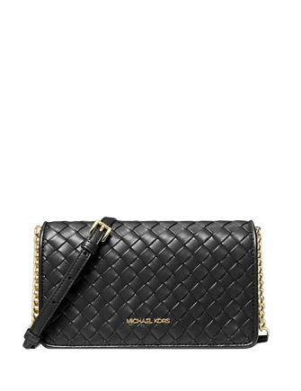 Michael Michael Kors Jet Set Medium Woven Crossbody Bag Black