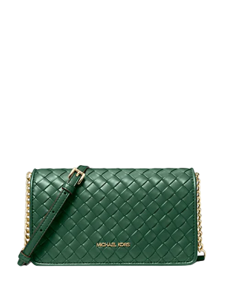 Michael Michael Kors Jet Set Medium Woven Crossbody Bag Moss