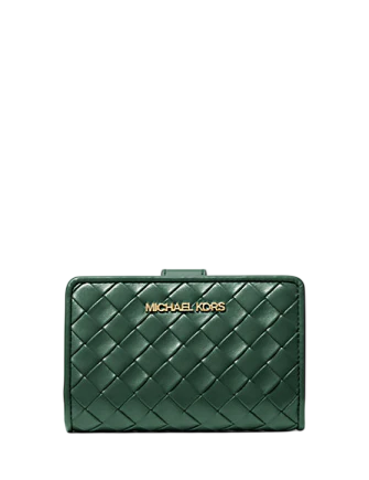 Michael Michael Kors Jet Set Medium Woven Wallet Moss