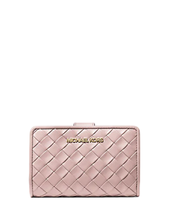 Michael Michael Kors Jet Set Medium Woven Wallet Powder Blush
