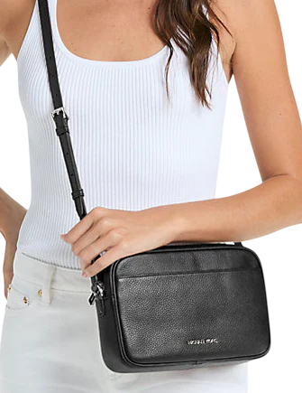 Michael Michael Kors Jet Set Pebbled Leather Camera Crossbody Bag Black