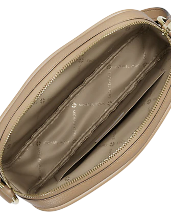 Michael Michael Kors Jet Set Pebbled Leather Camera Crossbody Bag Camel