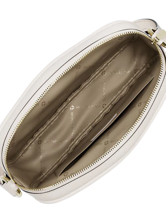 Michael Michael Kors Jet Set Pebbled Leather Camera Crossbody Bag Light Cream