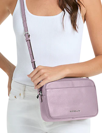 Michael Michael Kors Jet Set Pebbled Leather Camera Crossbody Bag Light Quartz