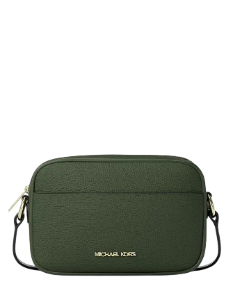 Michael Michael Kors Jet Set Pebbled Leather Camera Crossbody Bag Moss