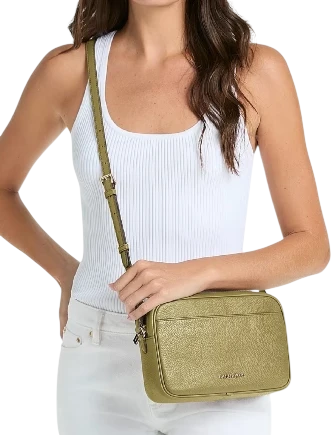 Michael Michael Kors Jet Set Pebbled Leather Camera Crossbody Bag Oregano