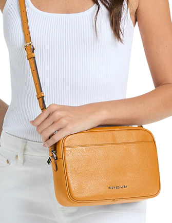 Michael Michael Kors Jet Set Pebbled Leather Camera Crossbody Bag Radiant Orange