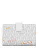 Michael Michael Kors Jet Set Printed Signature Logo Bi Fold Wallet Optic White