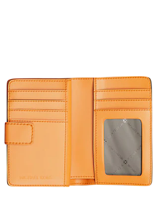 Michael Michael Kors Jet Set Printed Signature Logo Bi Fold Wallet Pop Orange