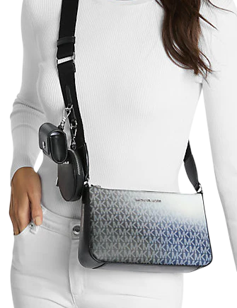 Michael Michael Kors Jet Set Small Ombre Signature Logo Crossbody Bag with Case for Apple Airpods Pro Black Combo