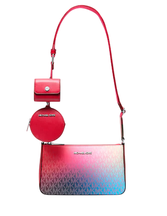 Michael Michael Kors Jet Set Small Ombre Signature Logo Crossbody Bag with Case for Apple Airpods Pro