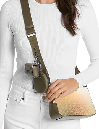 Michael Michael Kors Jet Set Small Ombre Signature Logo Crossbody Bag with Case for Apple Airpods Pro Olive Combo