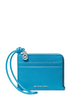 Michael Michael Kors Jet Set Small Pebbled Leather Card Case Wristlet Milos Blue
