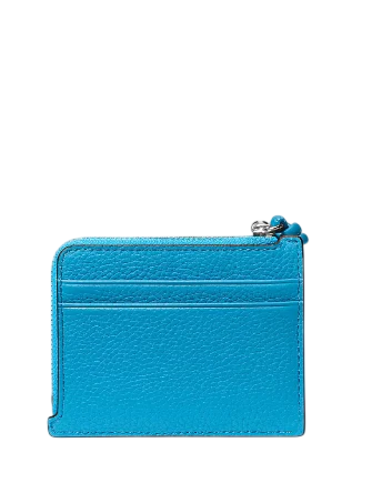 Michael Michael Kors Jet Set Small Pebbled Leather Card Case Wristlet Milos Blue