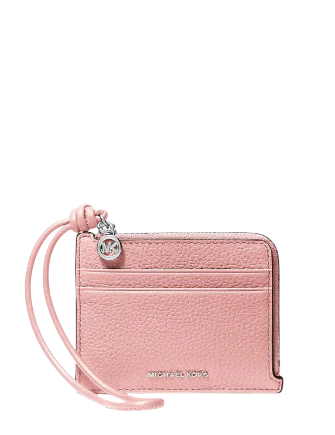 Michael Michael Kors Jet Set Small Pebbled Leather Card Case Wristlet Smokey Rose