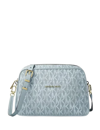Michael Michael Kors Jet Set Small Signature Logo Camera Crossbody Bag Chambray