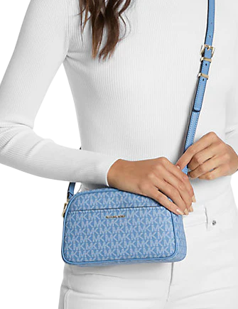 Michael Michael Kors Jet Set Small Signature Logo Camera Crossbody Bag French Blue