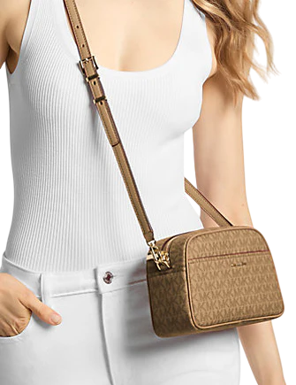 Michael Michael Kors Jet Set Small Signature Logo Camera Crossbody Bag Husk