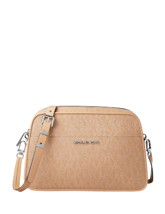 Michael Michael Kors Jet Set Small Signature Logo Camera Crossbody Bag Peanut
