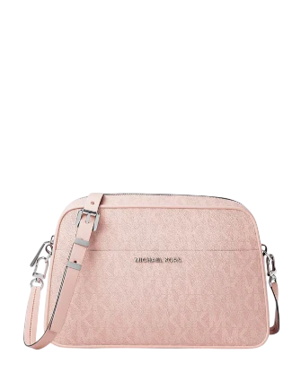 Michael Michael Kors Jet Set Small Signature Logo Camera Crossbody Bag Smokey Rose