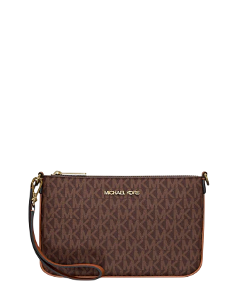 Michael Michael Kors Jet Set Small Signature Logo Convertible Wristlet Brown