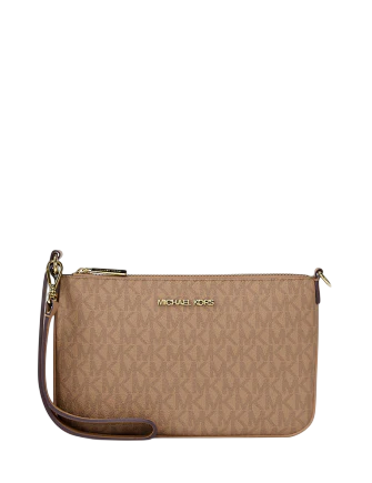 Michael Michael Kors Jet Set Small Signature Logo Convertible Wristlet Camel