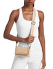 Michael Michael Kors Jet Set Small Signature Logo Print Woven Smartphone Crossbody Bag Peanut