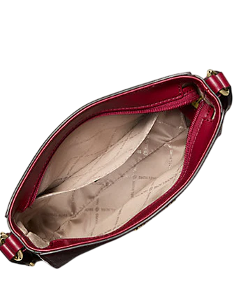 Michael Michael Kors Jet Set Small Signature Logo Stripe Crossbody Bag Cherry