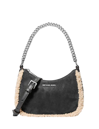 Michael Michael Kors Jet Set Small Suede and Faux Shearling Convertible Crossbody Bag
