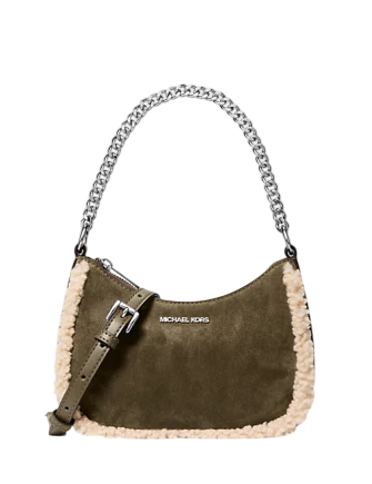 Michael Michael Kors Jet Set Small Suede and Faux Shearling Convertible Crossbody Bag