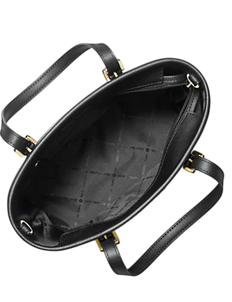 Michael Michael Kors Jet Set Travel Extra-Small Logo Top-Zip Tote Bag Black Gold Hardware