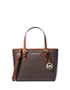 Michael Michael Kors Jet Set Travel Extra-Small Logo Top-Zip Tote Bag Brown Gold Hardware