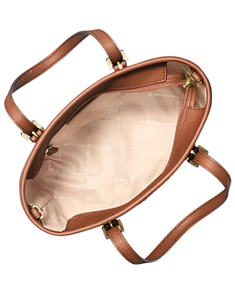 Michael Michael Kors Jet Set Travel Extra-Small Logo Top-Zip Tote Bag Brown Gold Hardware