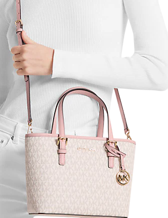 Michael Michael Kors Jet Set Travel Extra-Small Logo Top-Zip Tote Bag Powder Blush