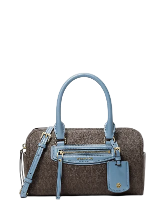 Michael Michael Kors Jet Set Travel Extra Small Signature Logo Duffel Crossbody Bag Chambray