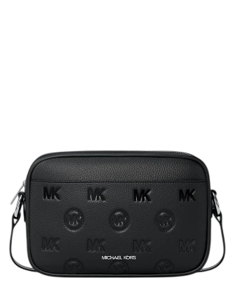 Michael Michael Kors Jet Set Travel Large Logo Debossed Camera Crossbody Bag Black