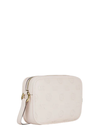 Michael Michael Kors Jet Set Travel Large Logo Debossed Camera Crossbody Bag Light Cream